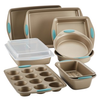 RACHAEL RAY Cucina 10pc Nonstick Bakeware Set w/ Grips, Agave Blue